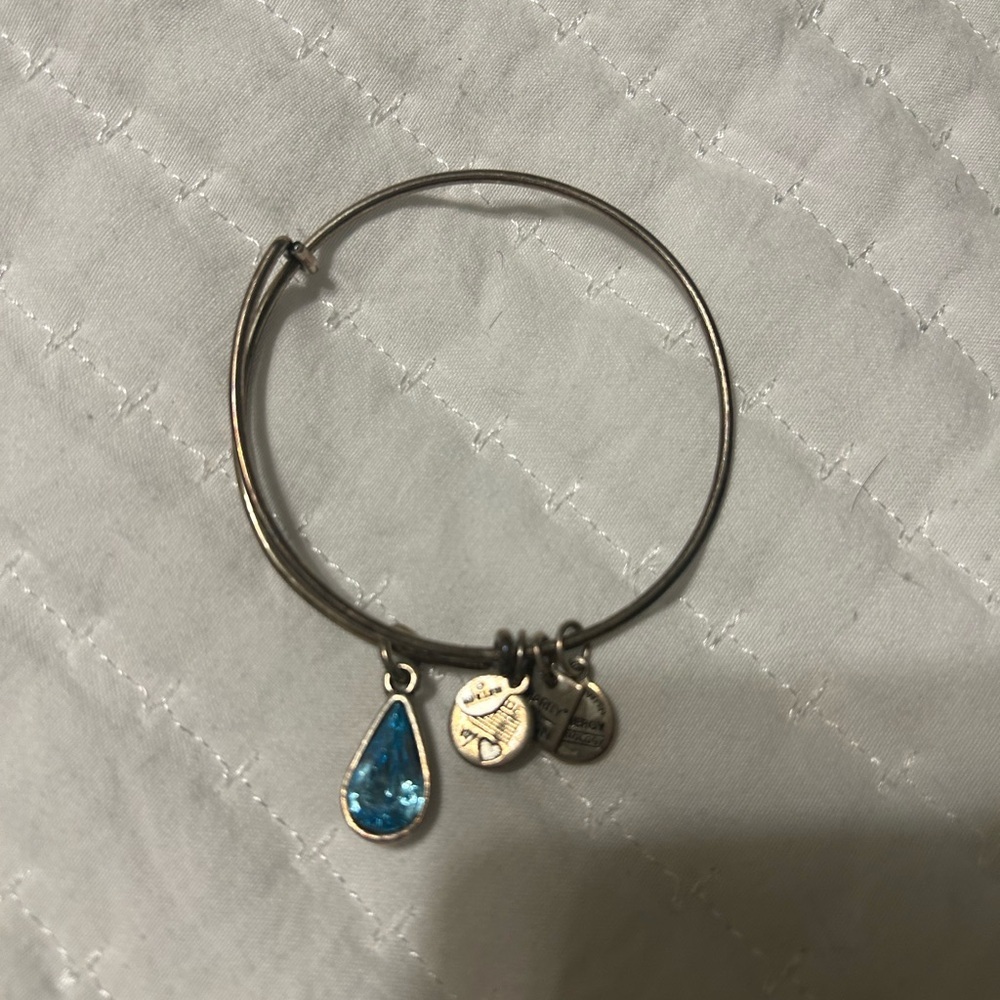 Alex and Ani Bracelet with Blue Teardrop Charm